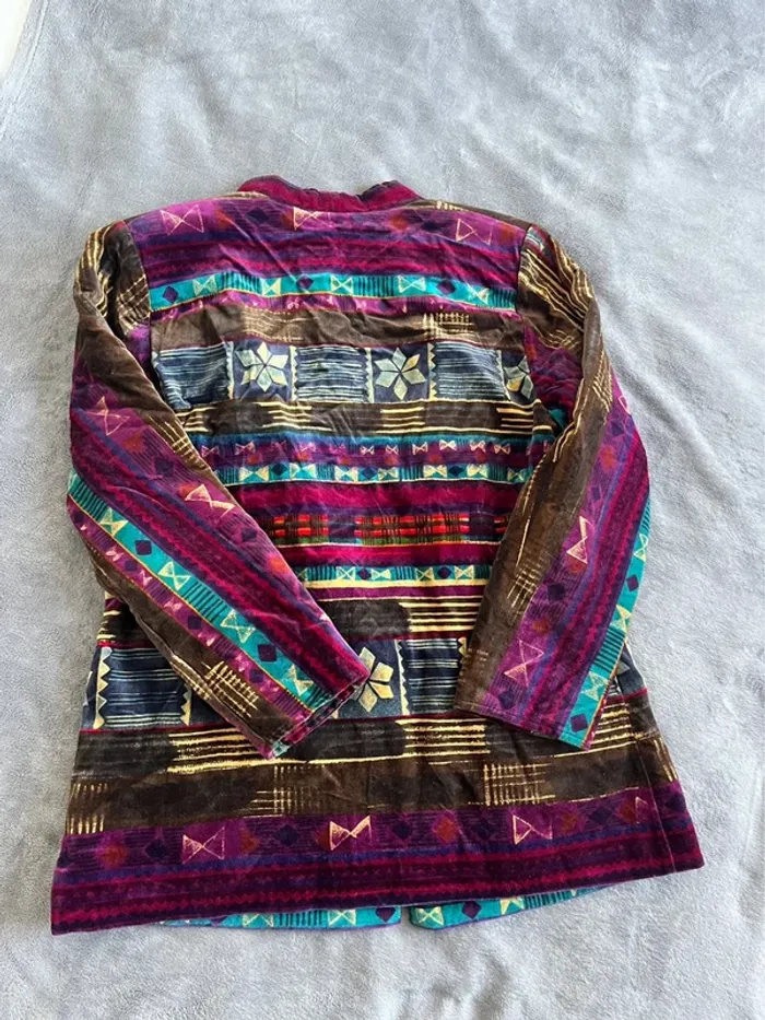 Veste vintage velours avec plusieurs motifs ethniques HG Design – Taille M/L – Pièce originale - photo numéro 4