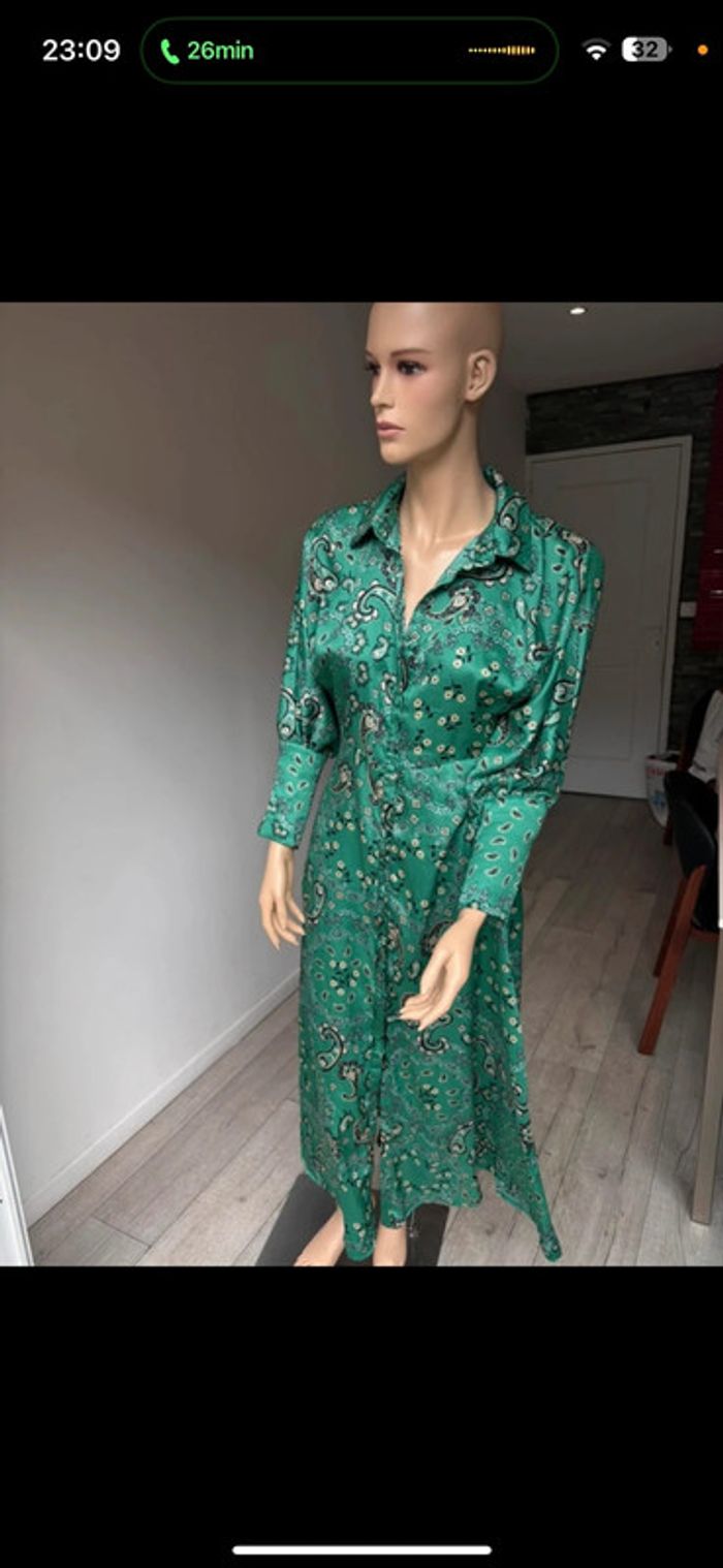 Robe chemise satinée imprimée paisley - Eight Paris - Taille L - photo numéro 2