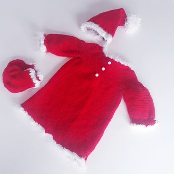 Robe bébé en laine  crochet rouge noël 9-12 mois