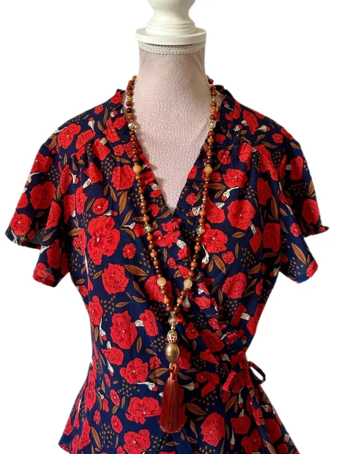 🌺 Chemisier cache-cœur bohème romantique S/36 Andy & Lucy Boho chic floral wrap blouse🌺 - photo numéro 6