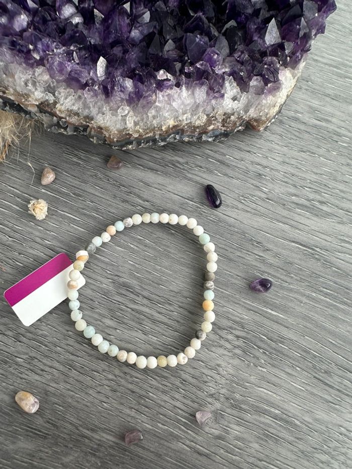 Bracelet perles en amazonite d’Afrique du Sud - Pierre naturelle - Grosses perles - photo numéro 3