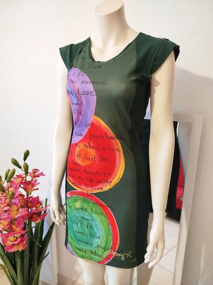 Robe verte Desigual coupe fourreaux printemps été - photo numéro 2