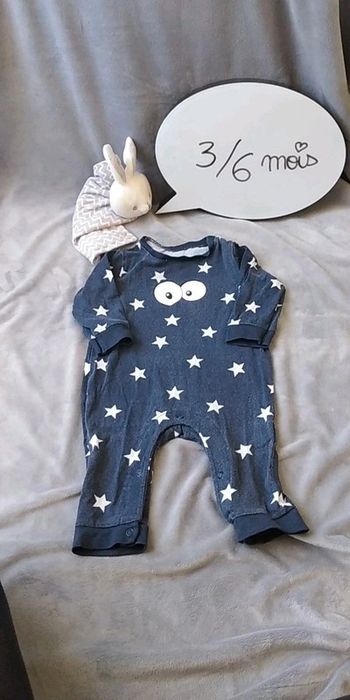 Pyjama grenouillère sans pieds combinaison léger été Mixte 3/6 mois étoiles