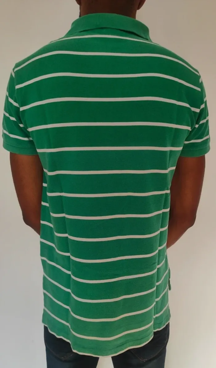 Polo Ralph Lauren à rayures vert et blanc taille M - photo numéro 4