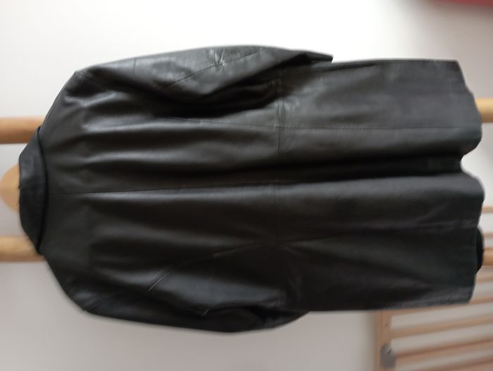 Manteau vintage en cuir véritable noir 100% agneau - photo numéro 5