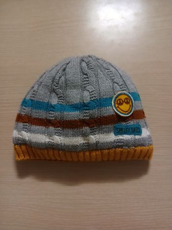 Bonnet bebe smiley fourre a l interieur taille 9/12 mois matiere polytere