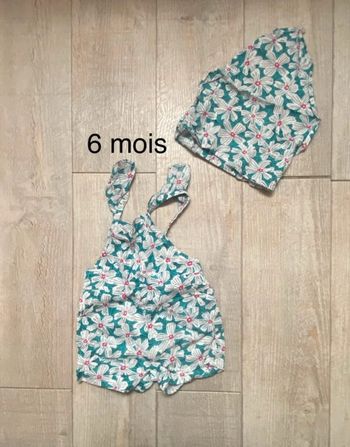Combi short fleurie neuve - 6 mois