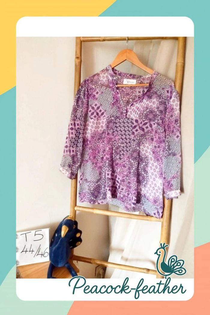 Blouse violette transparente T5 3/4