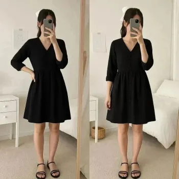 Robe noire coupe évasée babydoll Mademoiselle D Taille 34