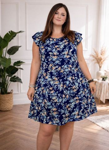Robe sérénité champêtre bleue nuit et multicolore Femme taille 54 marque Yours Clothing 💍 