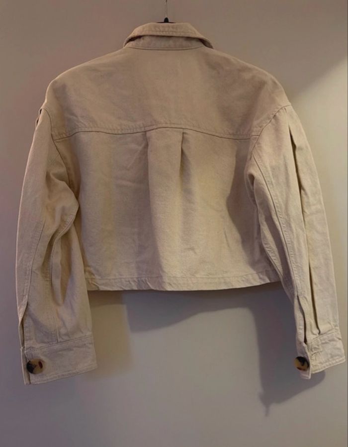 Veste en jean beige BERSHKA - photo numéro 4