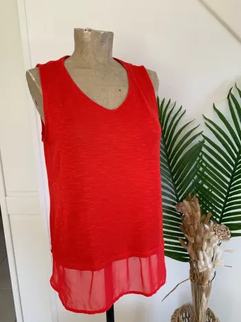 Jolie blouse sans manches bi matiere femme 36/38