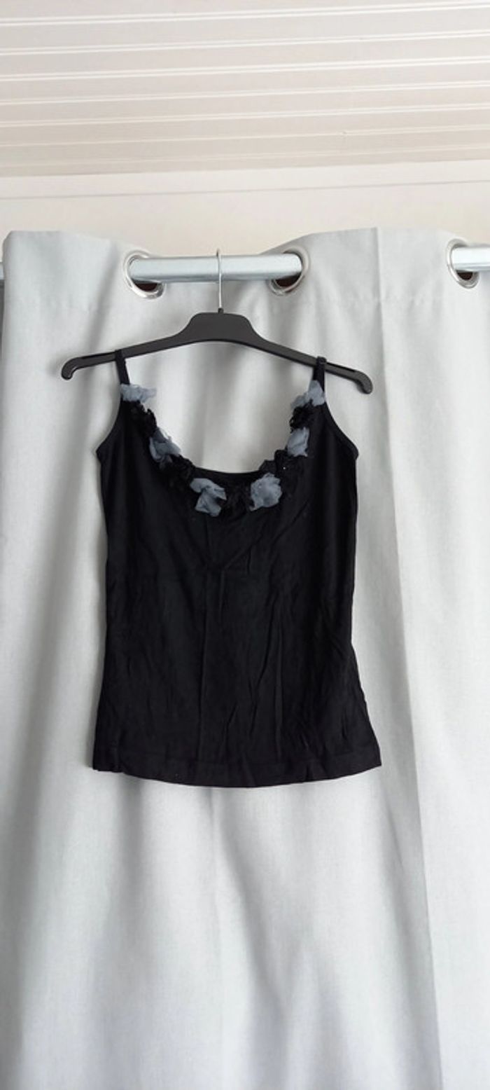 Top à bretelles noir et gris 36