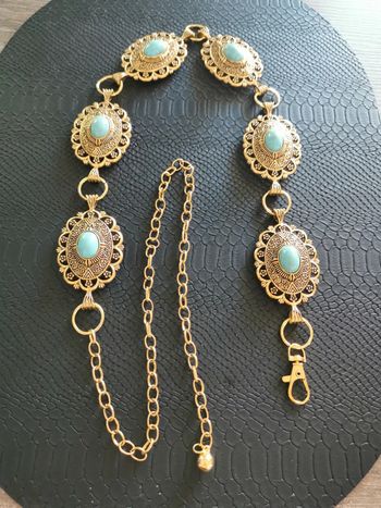 Ceinture Métal doré et bleu turquoise