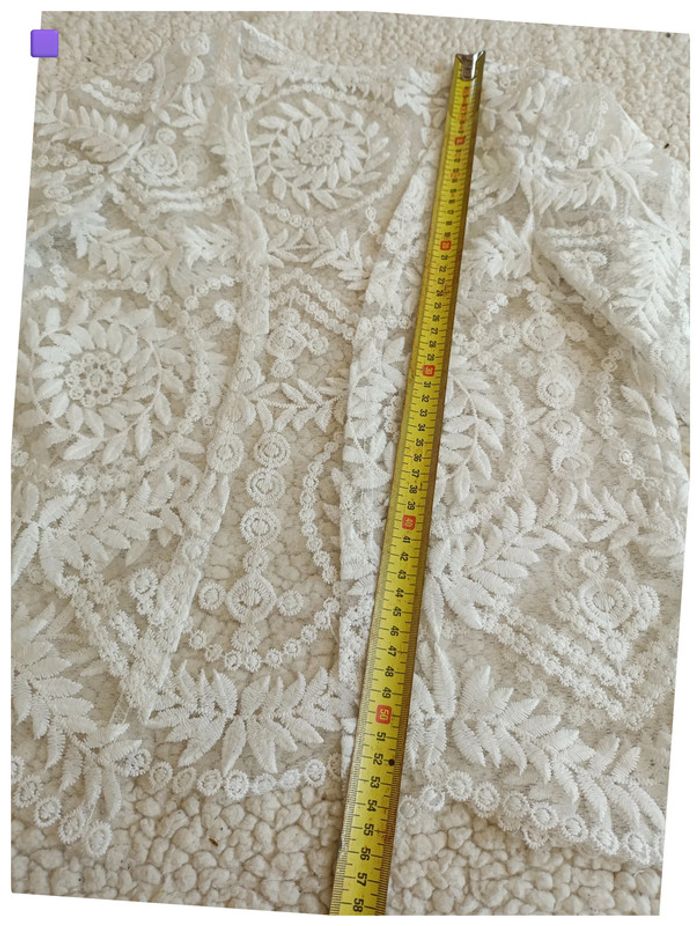 Veste kimono dentelle blanche transparente – boho chic, festival - photo numéro 4