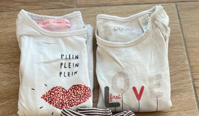 Lot 2 t-shirts manches longues 12 mois