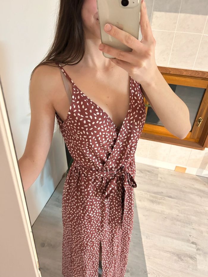 Robe longue à bretelles croisée fendue à ceinture - photo numéro 4