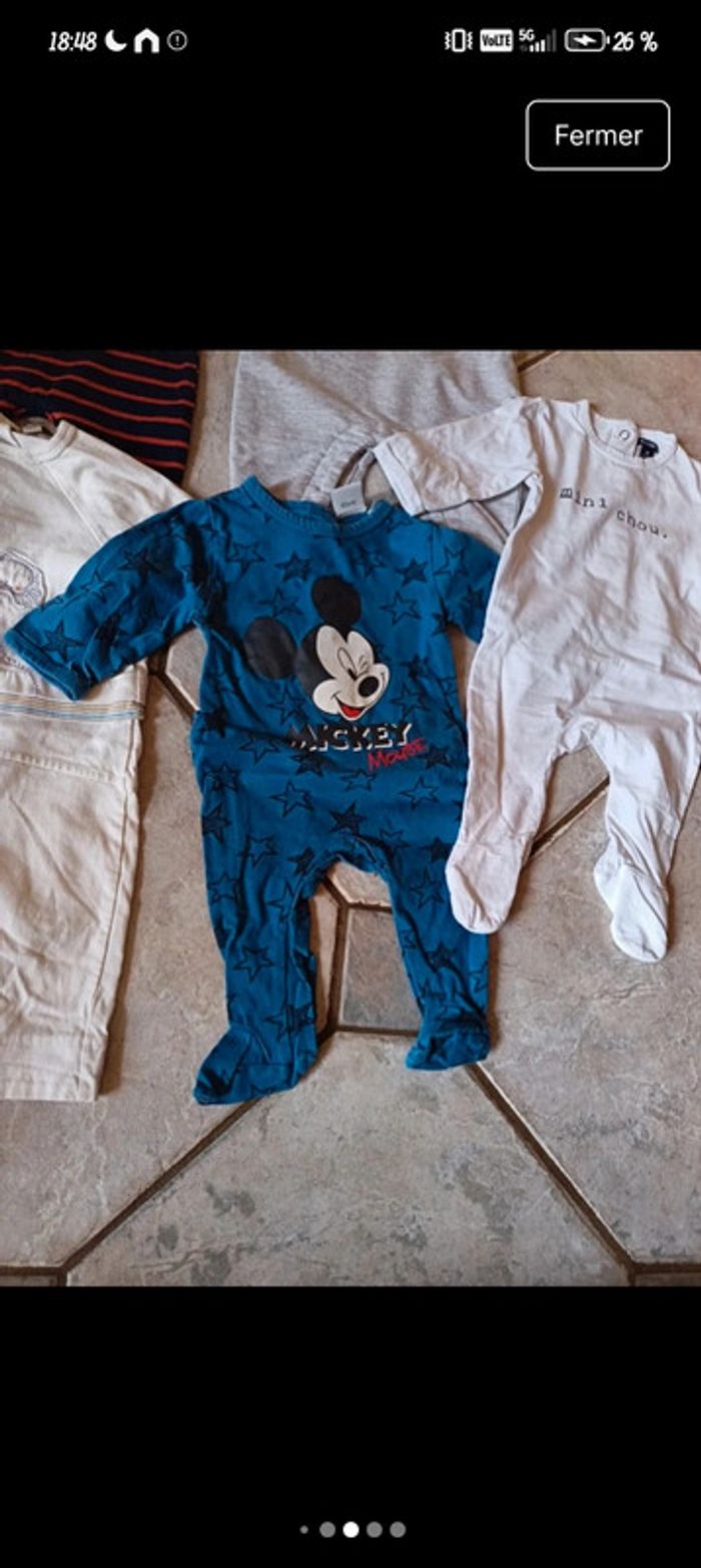 Lot 3 mois 62 cm pyjama grenouillère sans pied combinaison léger bébé - photo numéro 11