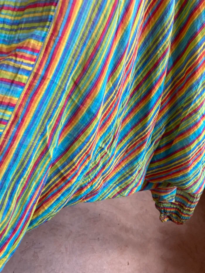 Superbe combo pantalon saroual ligné made in India tour en coton - photo numéro 4