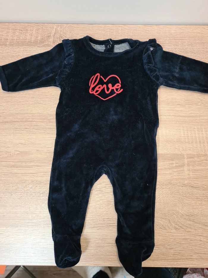 Pyjama velours love vertbaudet 3 mois - photo numéro 2
