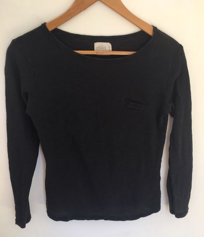 Petit haut col rond manches longues noir zara 100% coton taille S