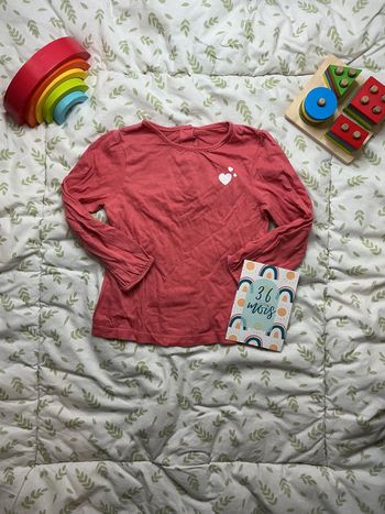 teeshirt manches longues rose coeur poitrine bébé rêve 36 mois