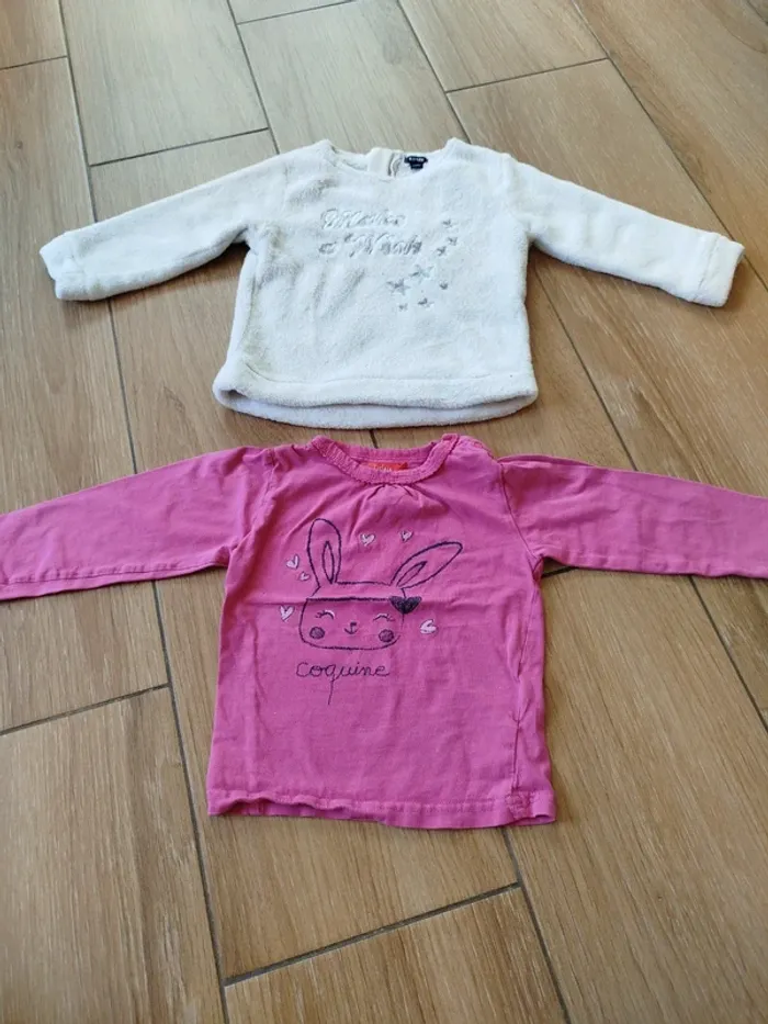 Lot pull chaud + t-shirt longues manches bébé fille 24 mois
