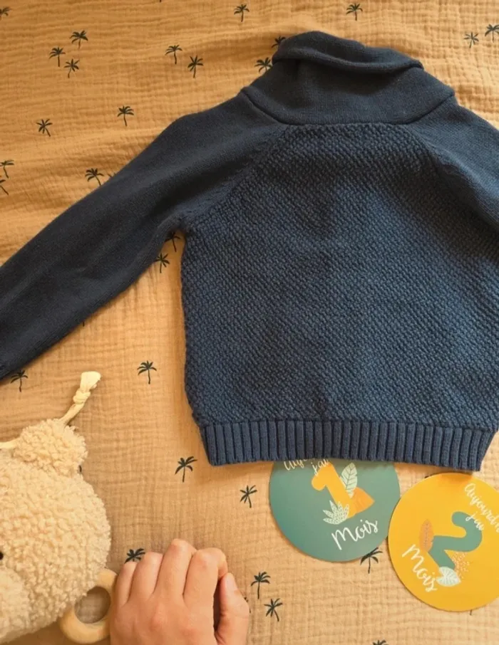 Gilet bébé bleu – Inextenso – Taille 74 (12 mois) - photo numéro 5