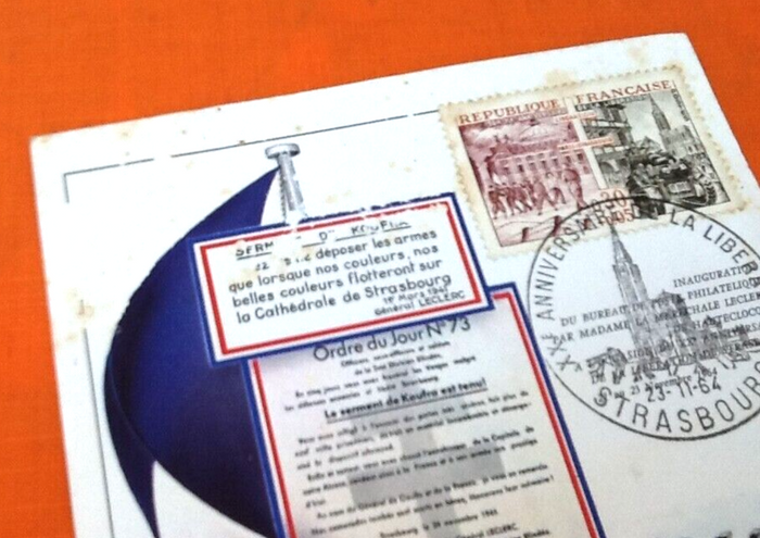 Carte Philatélique XXème anniversaire de la libération Strasbourg 23 Novembre 1964 - photo numéro 5
