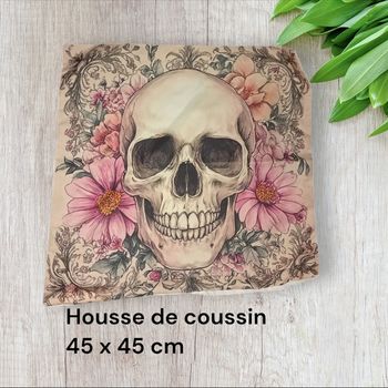 Housse de coussin  tête de mort gothique