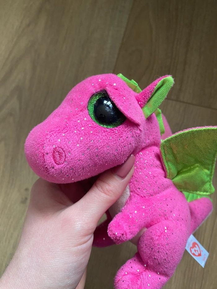 Peluche dragon avec paillette rose - photo numéro 3
