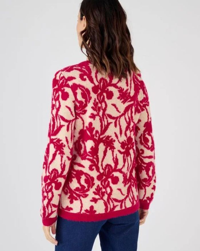 Pull jacquard et fil poilu - couleur rose jacquard - taille 46/48- Damart - photo numéro 3