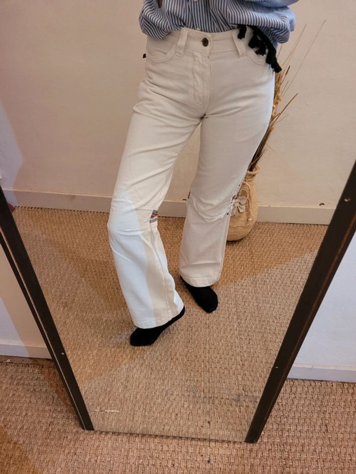 Pantalon blanc jambes larges RG512, taille S