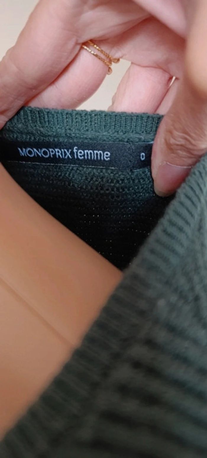Pull laine vert femme taille 0 monoprix xs - photo numéro 2