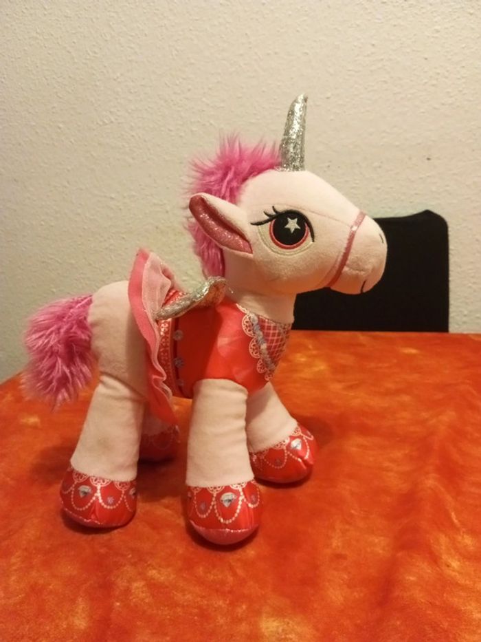 Peluche licorne ailée rose et argenté - photo numéro 6