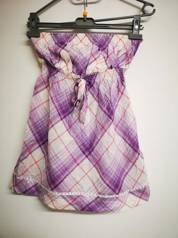 Bustier avec ou sans bretelles Violet carreaux