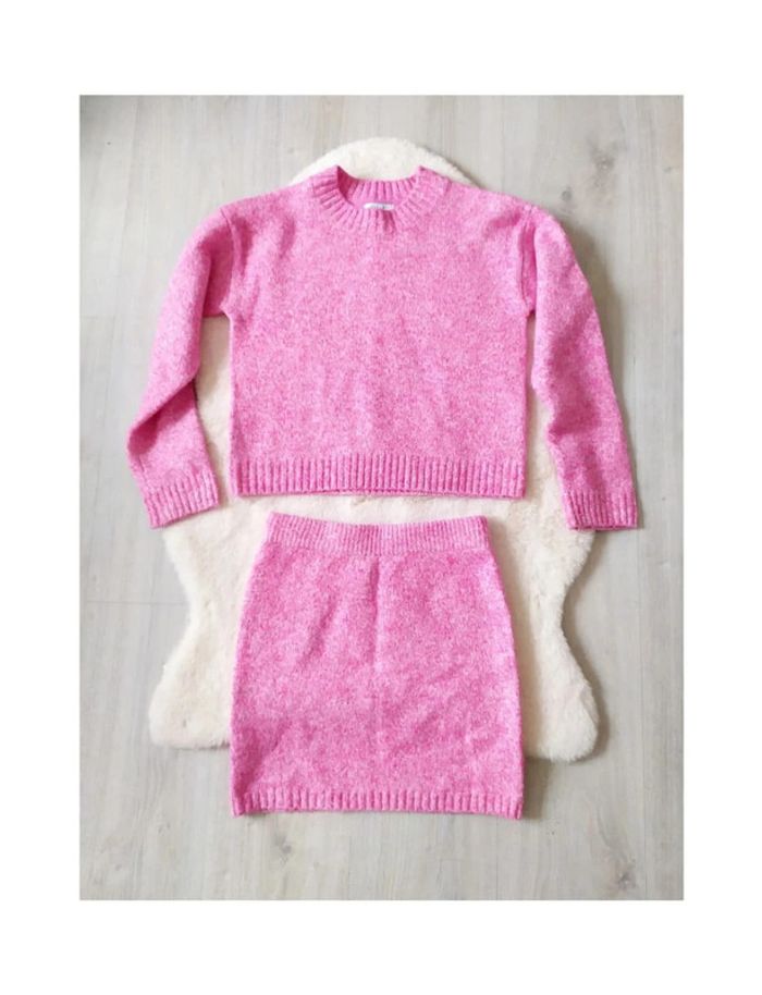 Ensemble tricot jupe + pull automne hiver fille