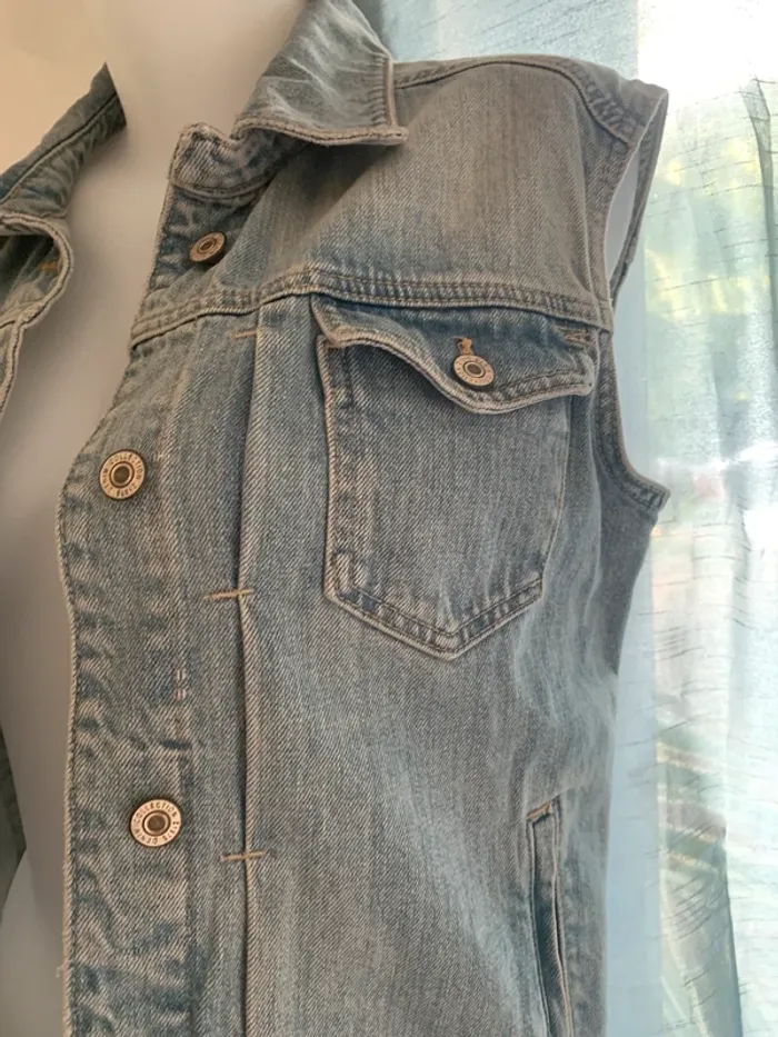 Veste jean vintage sans manches taille M - photo numéro 4