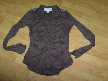 Chemise JENNYFER marron sequins taille 36 TBE