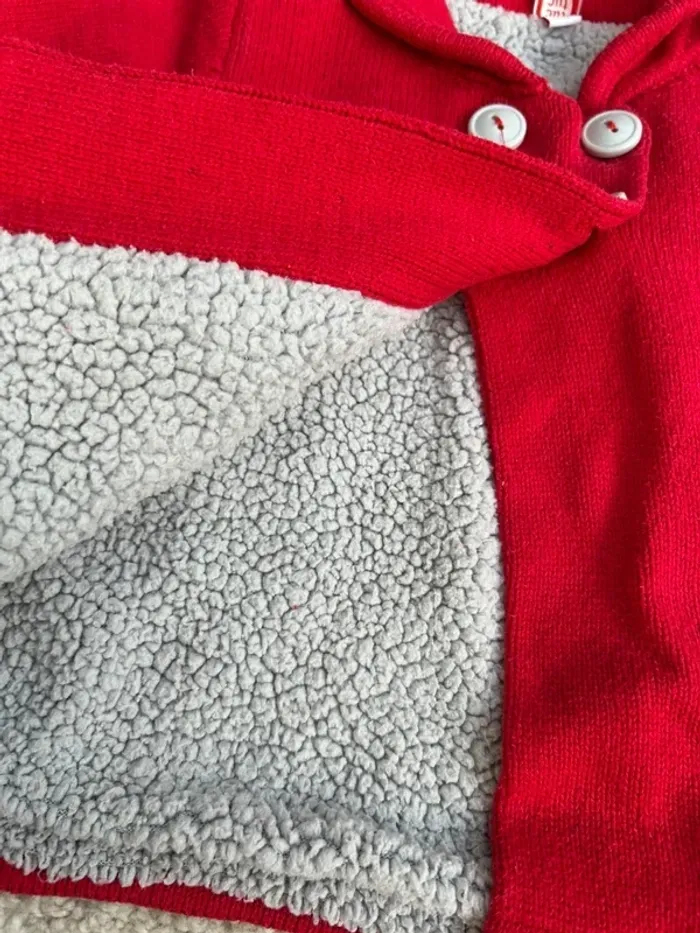 Veste doublée moumoute / manteau rouge fille - 12 mois - Tuc Tuc - photo numéro 3