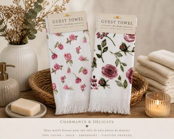 Lot de 2 essuies mains motifs de roses