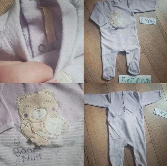 🌸 Lot pyjamas bébé fille 6 mois – velours – hiver 🌸 - photo numéro 2