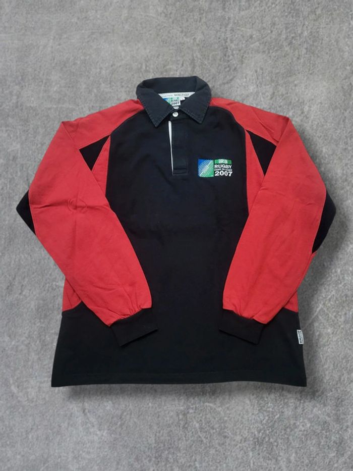 Polo manches longues long sleeve officiel Coupe du monde de rugby 2007 logos brodés - L - photo numéro 3