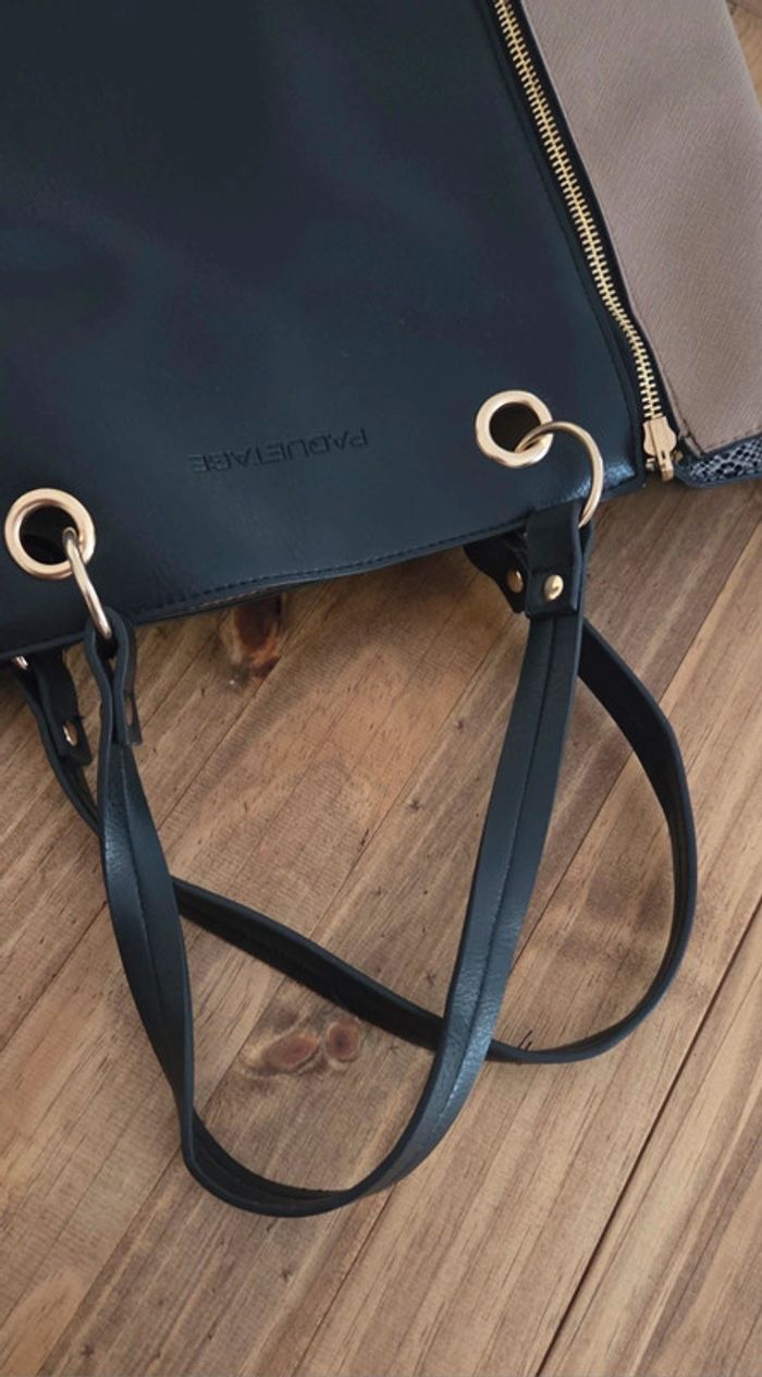 Sac à main main Paquetage noir et marron beige - photo numéro 11