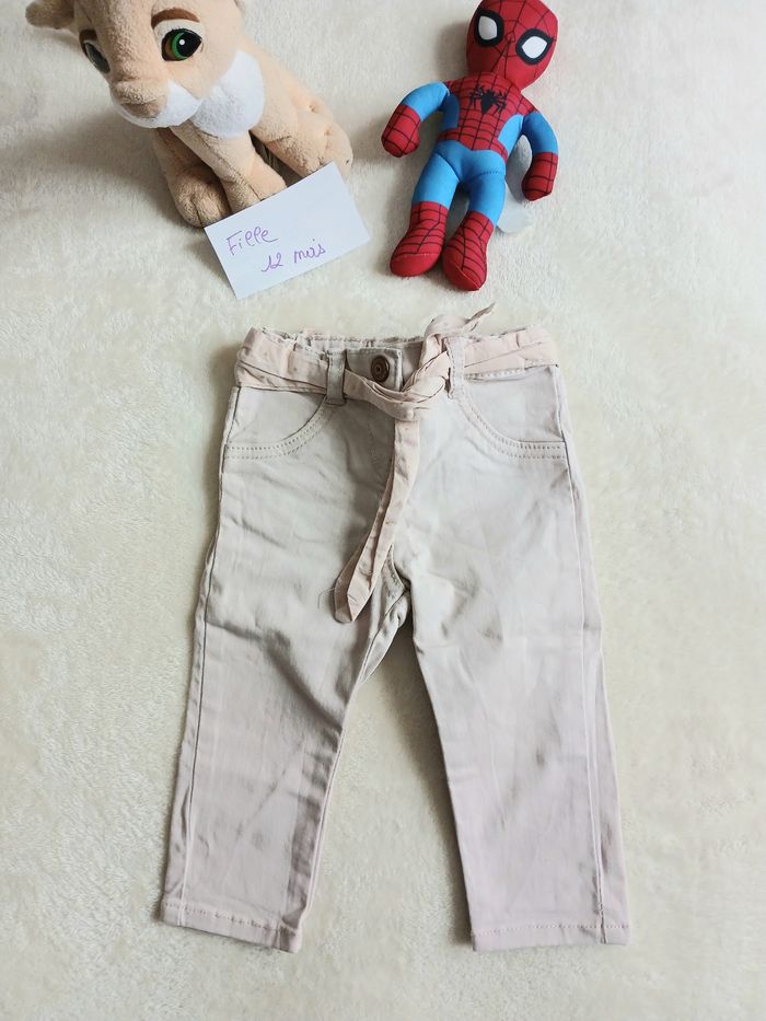 Pantal9n rose clair tres bon etat 12 mois fille kiabi