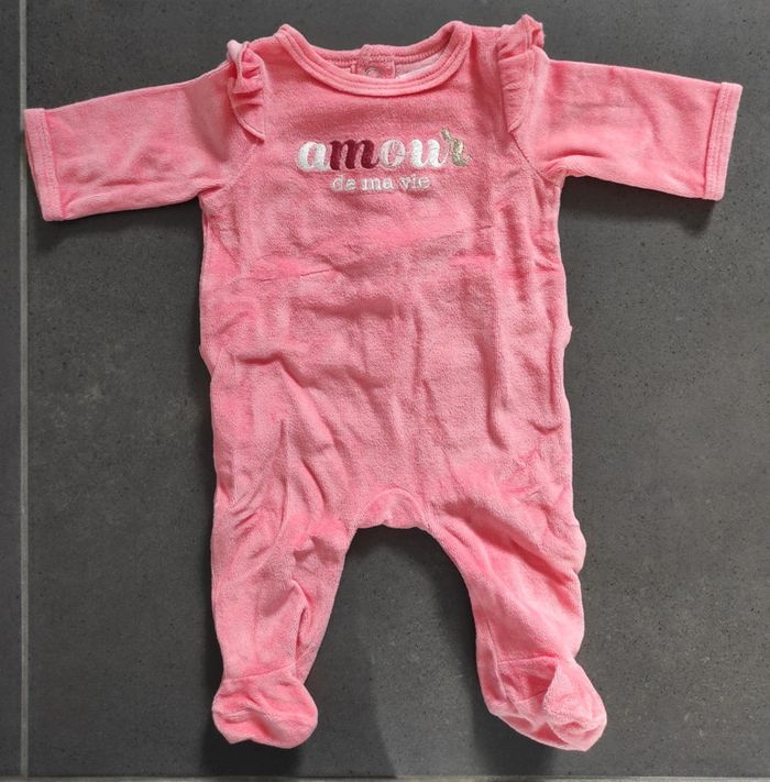 Pyjama velours une pièce bébé fille