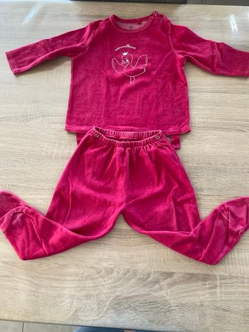 Pyjama velours rose foncé 24 mois fille 