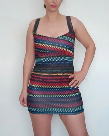 Mini robe décolletée multicolore sexychic 36