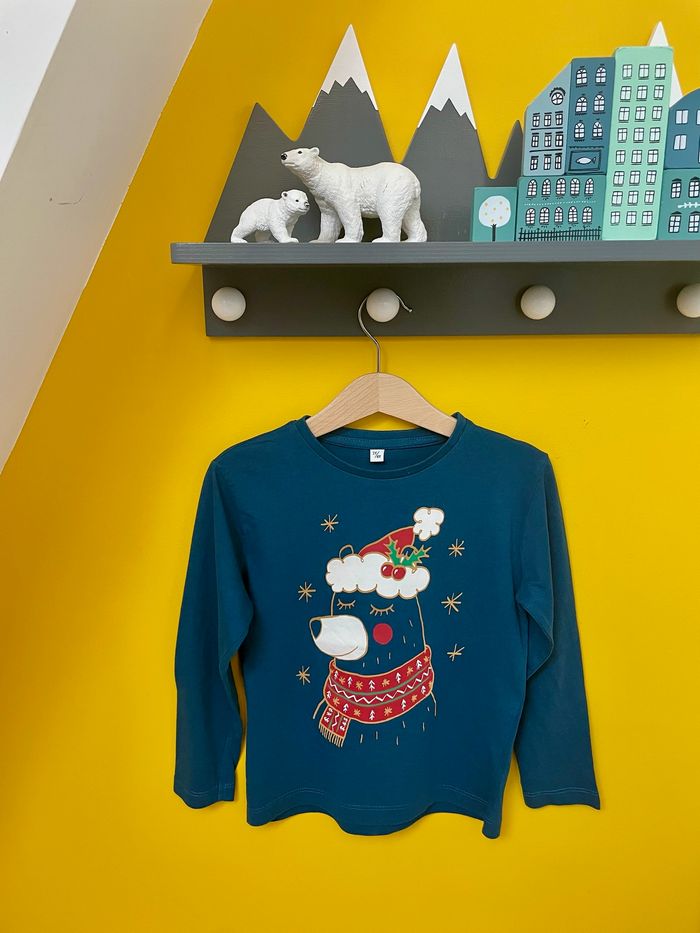 T-shirt de Noël manches longues ours neige Gifi 4 ans