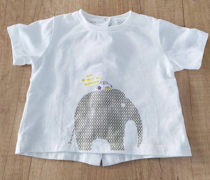 T-shirt manches courtes garçon crème 3 mois Marèse